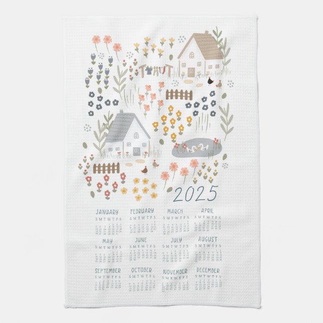 Calendario de toallas de té 2025 Campo de flores s (Vertical)