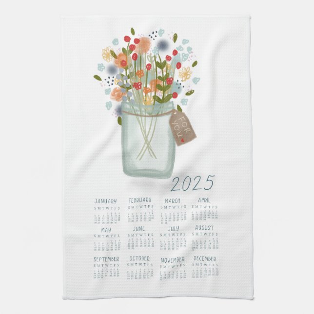 Calendario de toallas de té 2025 Flor Jar Kathrin  (Vertical)