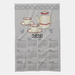 Calendario de toallas de té 2026 tazas y tetera