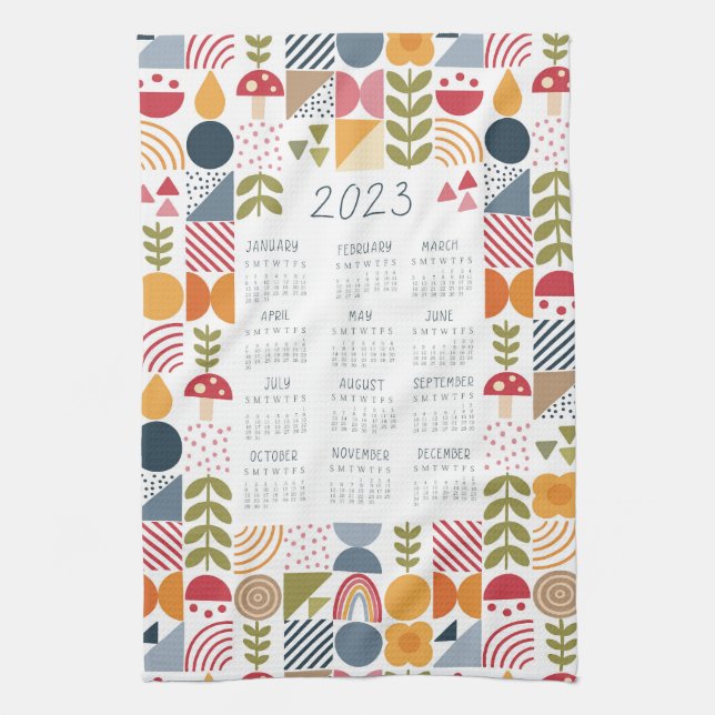 Calendario de toallas de té de Bauhaus Floral de K (Vertical)