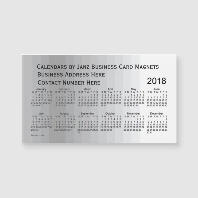 Calendario de tonos grises 2018 de Janz Magnet (Anverso)