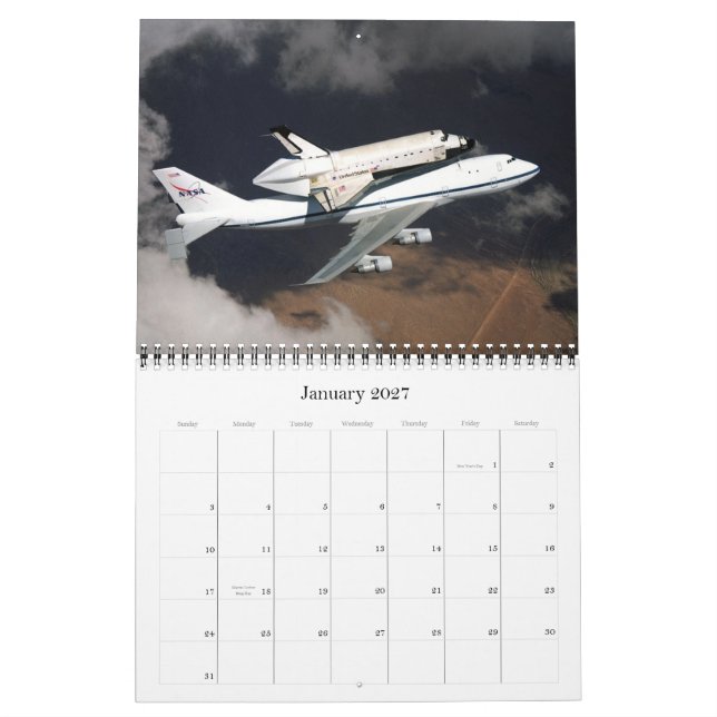Calendario de tributo del transbordador espacial 2 (Jan 2027)