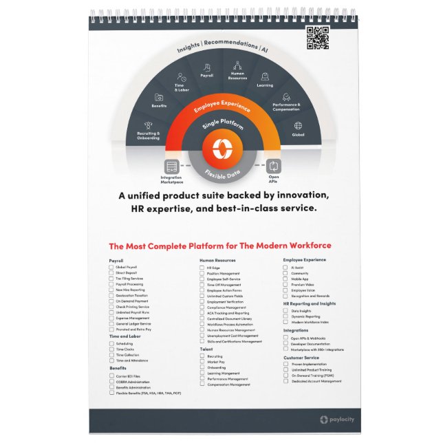 Calendario de una página de 18 meses, blanco (Tapa)