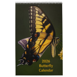 Calendario de una página de mariposa de 2025