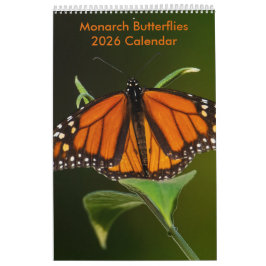 Calendario de una página de mariposas monarca
