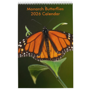 Calendario de una página de mariposas monarca