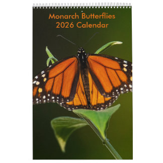 Calendario de una página para las mariposas monarc