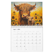 Calendario de vaca de tierras altas 2027 con terne