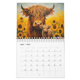 Calendario de vaca de tierras altas 2027 con terne