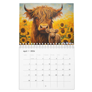 Calendario de vaca de tierras altas 2027 con terne