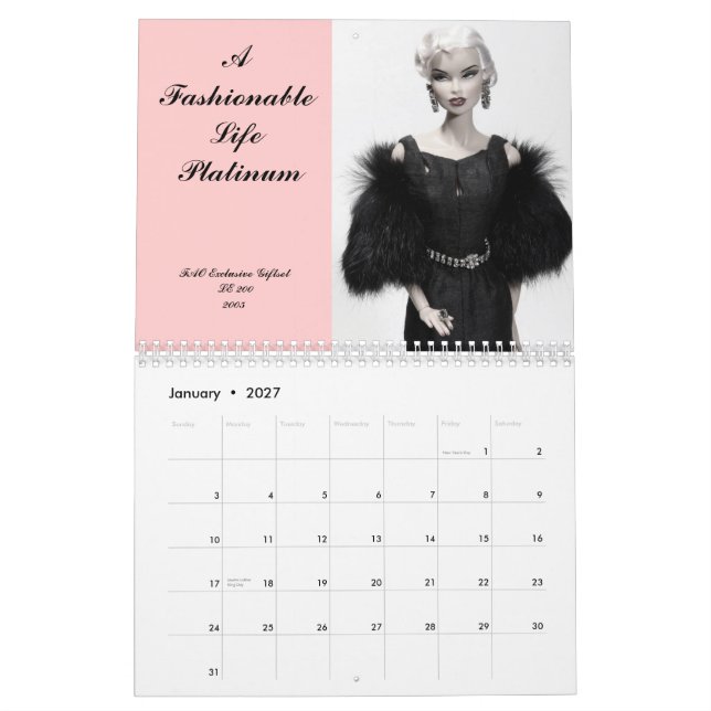 Calendario de Vanesa 2009 de los derechos de la (Jan 2027)
