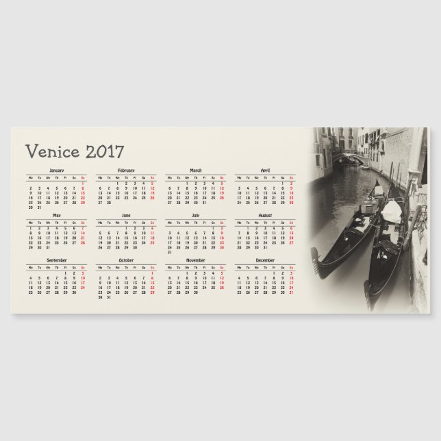 Calendario de Venecia, Italia 2017 (Anverso)