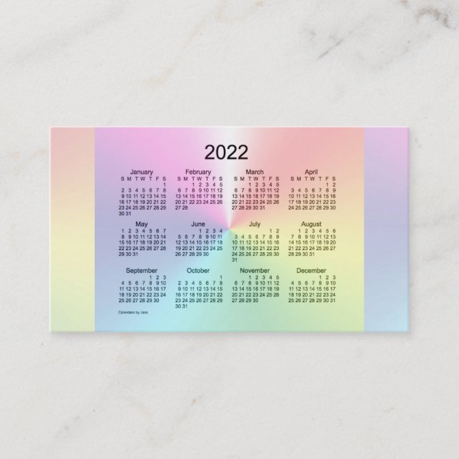Calendario de verano 2022 por tarjeta de visita de (Anverso)
