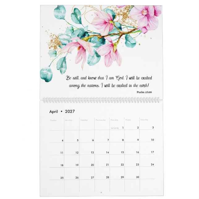 Calendario de Verso de la Biblia Floral (Apr 2027)