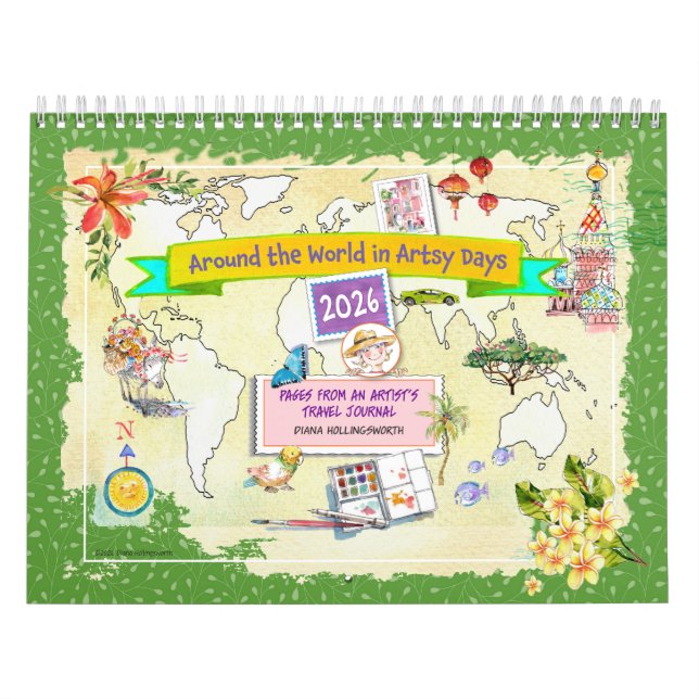 Calendario de viajes acuarela alrededor del mundo  (Tapa)