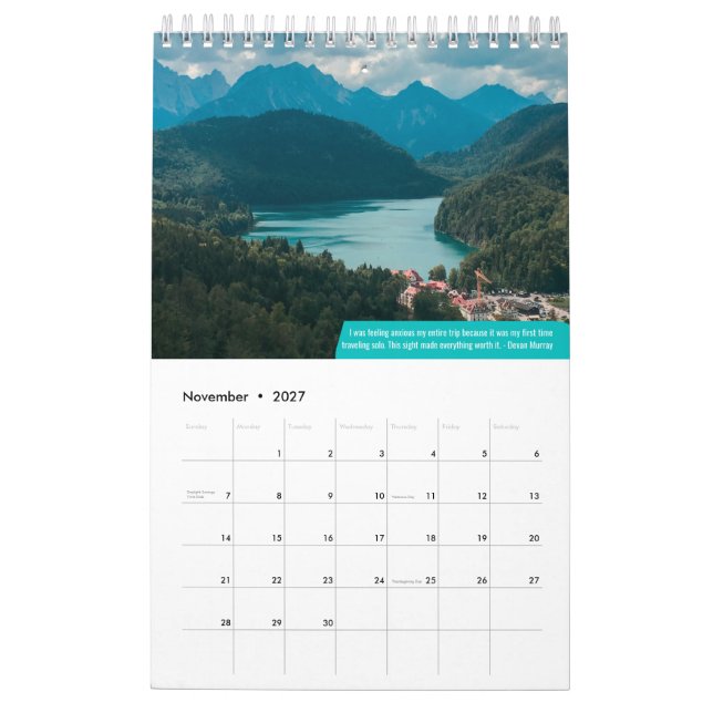 Calendario de viajes de Her Adventures 2022 (Nov 2027)