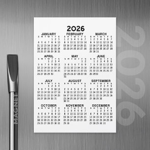 Calendario de vista de año completo - Tarjeta magn