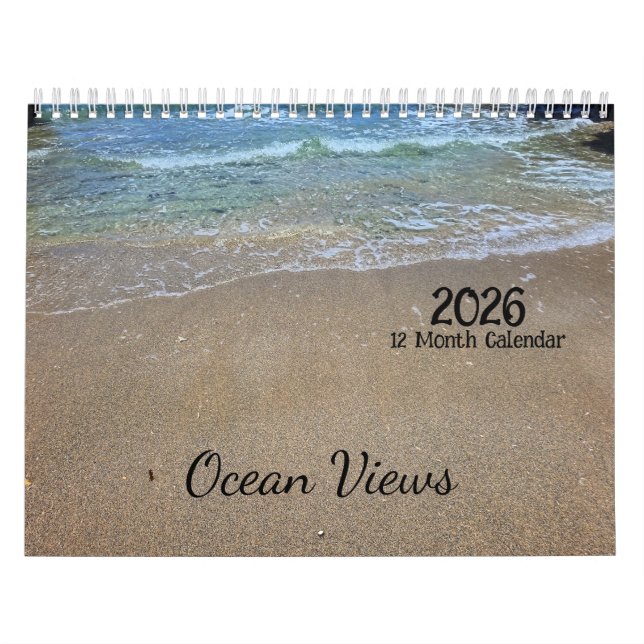 Calendario de vistas oceánicas de 12 meses de 2026 (Tapa)