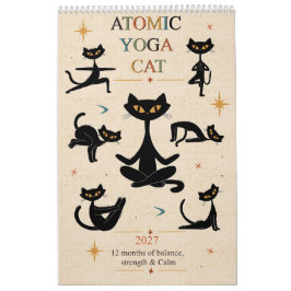 Calendario de Yoga Gato Atómico 2027 | Moderno de
