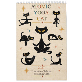 Calendario de Yoga Gato Atómico 2027 | Moderno de
