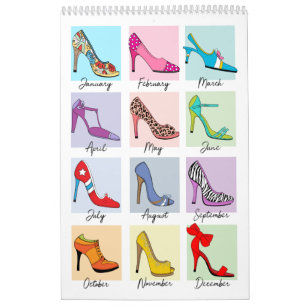 Calendario de zapatos divertidos y lindos