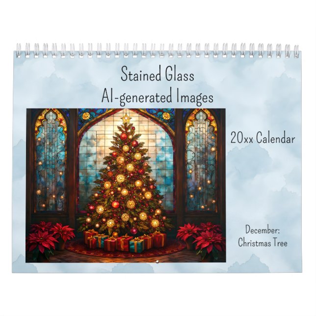 Calendario December Christmas Tree Stained Glass AI-generated (Tapa)