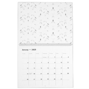 Calendario Decoración de hojas blancas y grises