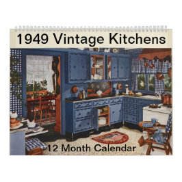 Calendario Decoración de una casa de campo de cocina de 1949,