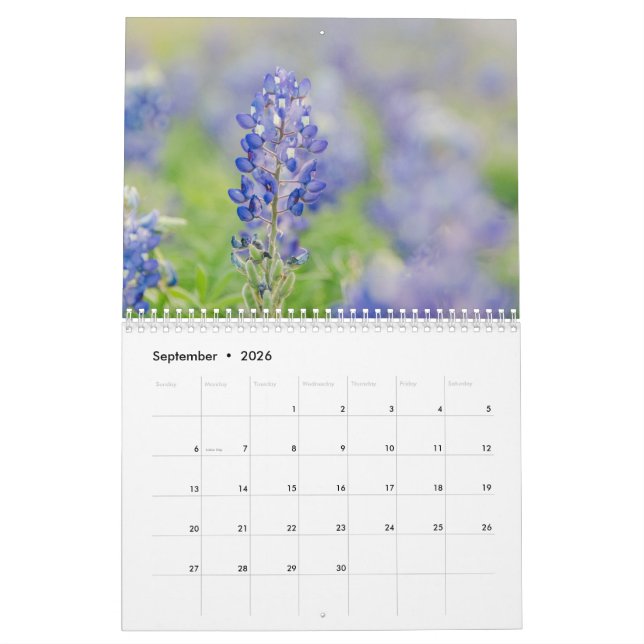 Calendario Decoración fotográfica del hogar de Texas Hill (Sep 2026)