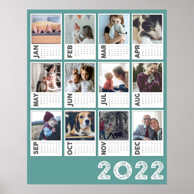 Calendario del año 2022 Póster de collage de fotos (Frente)