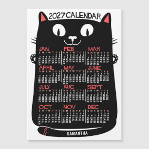 Calendario del año 2025 Gato Negro de mediados de