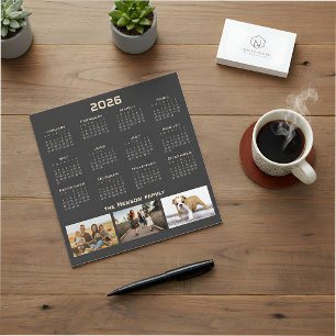 Calendario del año 2026 Collage de 3 fotos familia