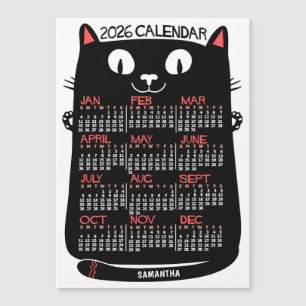 Calendario del año 2026 Gato Negro de mediados de 