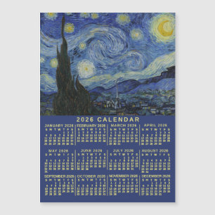 Calendario del año 2026 Noche estrellada o imán de