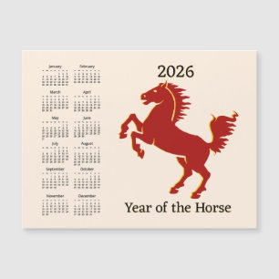 Calendario del Año Chino del Caballo Tarjeta Magné