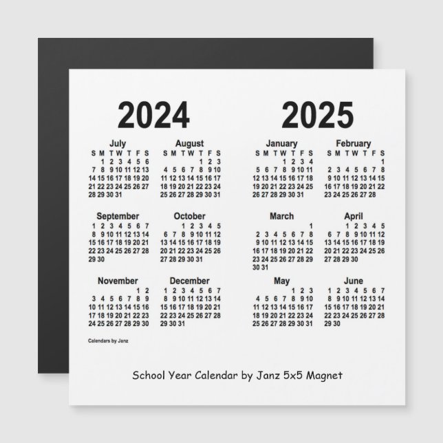Calendario del año escolar blanco 2024-2025 de Jan (Anverso/Reverso)