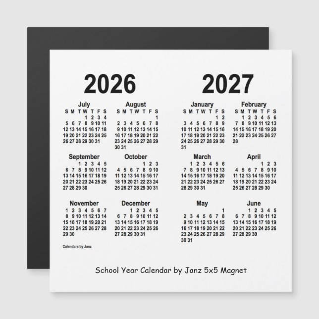 Calendario del año escolar blanco 2026-2027 de Jan (Anverso/Reverso)