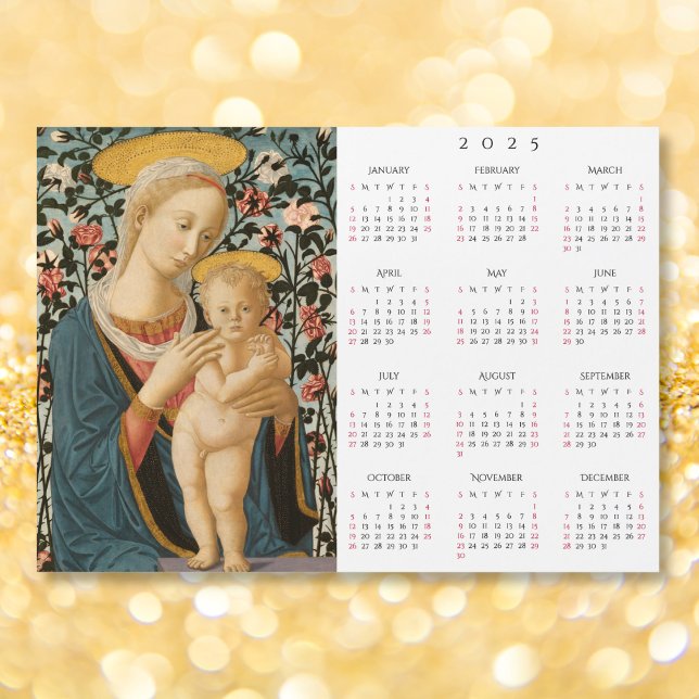Calendario del Arte Viejo Madonna y Niño Jesús 202 (Madonna and Child Jesus Vintage Art 2025 Calendar)
