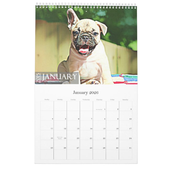 CALENDARIO DEL BULLDOG FRANCÉS 2015 (Jan 2026)