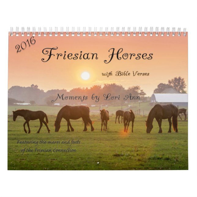 Calendario del caballo de 2016 frisios con versos (Tapa)