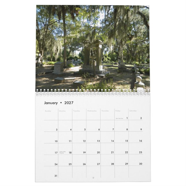 Calendario del cementerio 2013 de Bonaventure (Jan 2027)