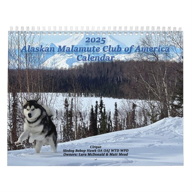 Calendario del Club de América Malamute de Alaska  (Tapa)