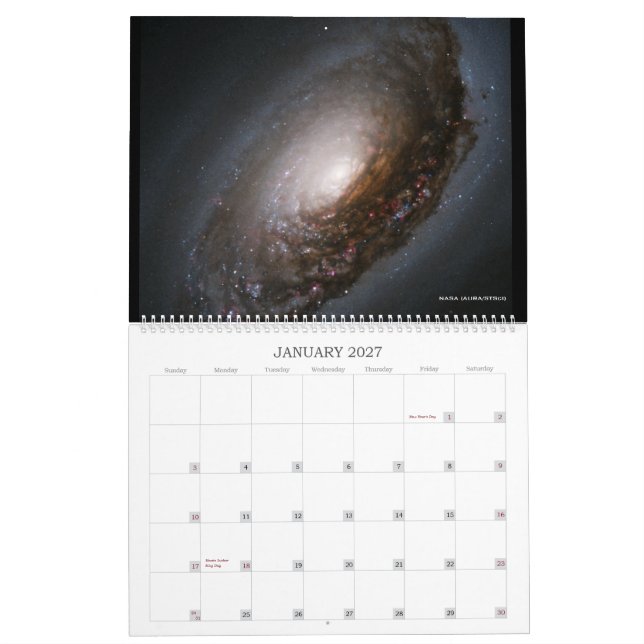Calendario del espacio de la galaxia de Hubble (Jan 2027)