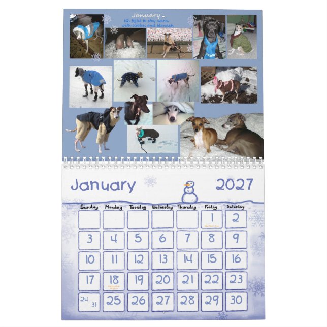 Calendario del galgo italiano de IGWhispers 2012 (Jan 2027)