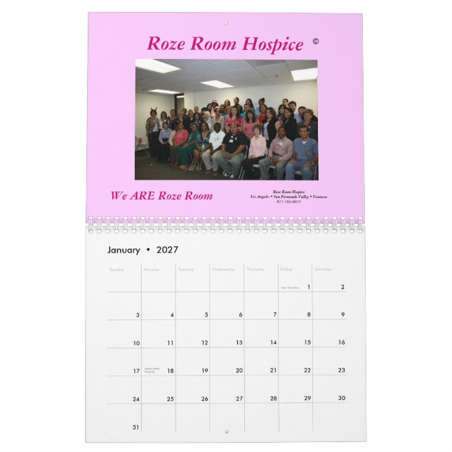 Calendario del hospicio 2009 del sitio de Roze (Jan 2027)