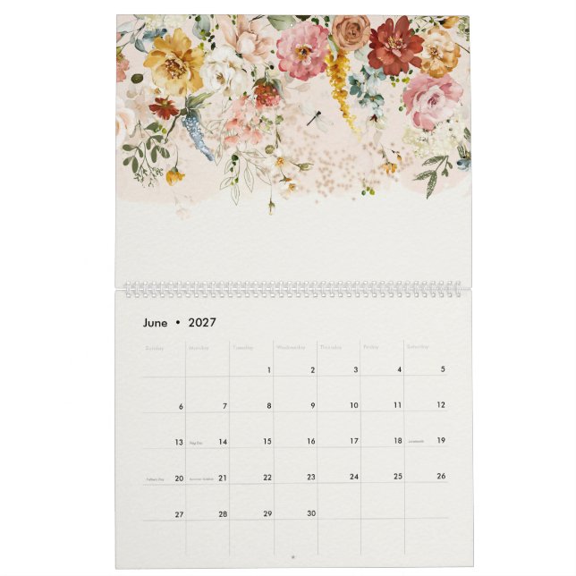 Calendario del Jardín Botánico Floral Watercolor 2 (Jun 2027)