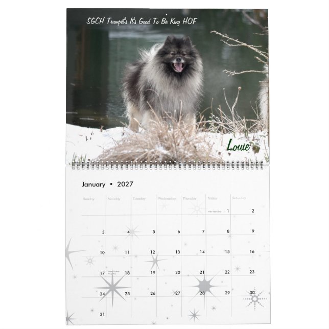 Calendario del Keeshond de la trompeta (Jan 2027)