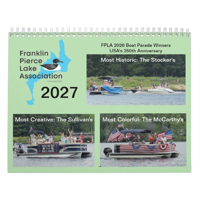 Calendario del lago Franklin Pierce 2027 (Tapa)