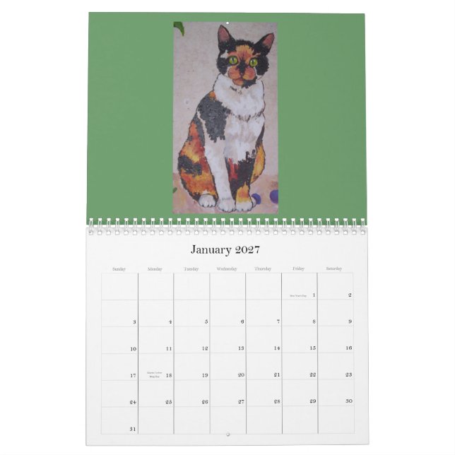 Calendario del maullido del gato (Jan 2027)