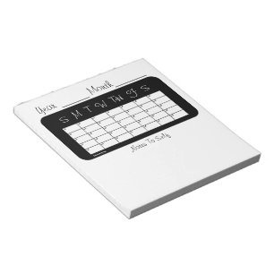 Calendario del mes Bloc de notas en blanco y negro